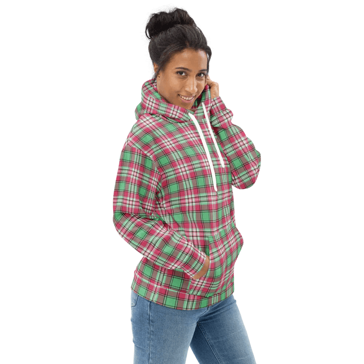 Mint Green and Pink Plaid Hoodie product image (1)