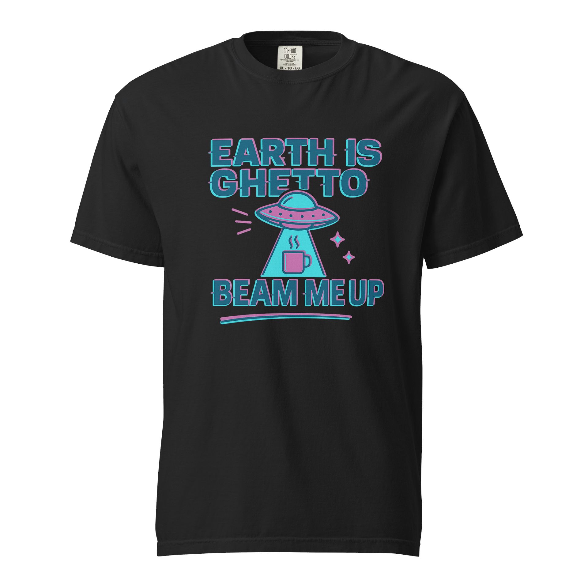 Earth Is Ghetto Beam Me Up T-Shirt | Funny UFO Alien Graphic Tee product image (1)