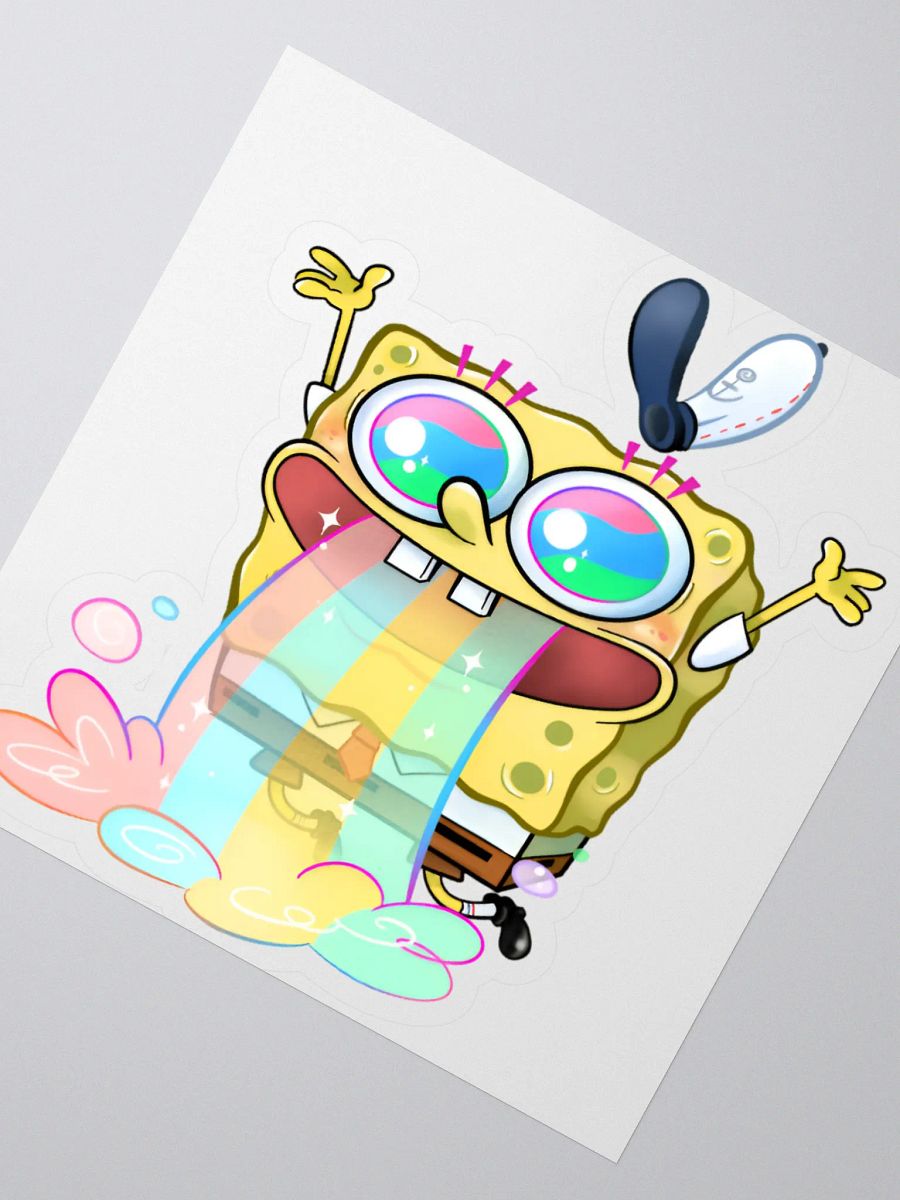Rainbow Vomit Sponge Sticker - Psychedelic Cartoon Art product image (2)