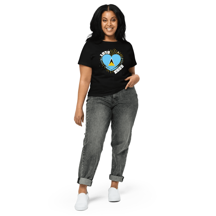 Saint Lucian Flag Heart Women's Baby Tee product image (4)