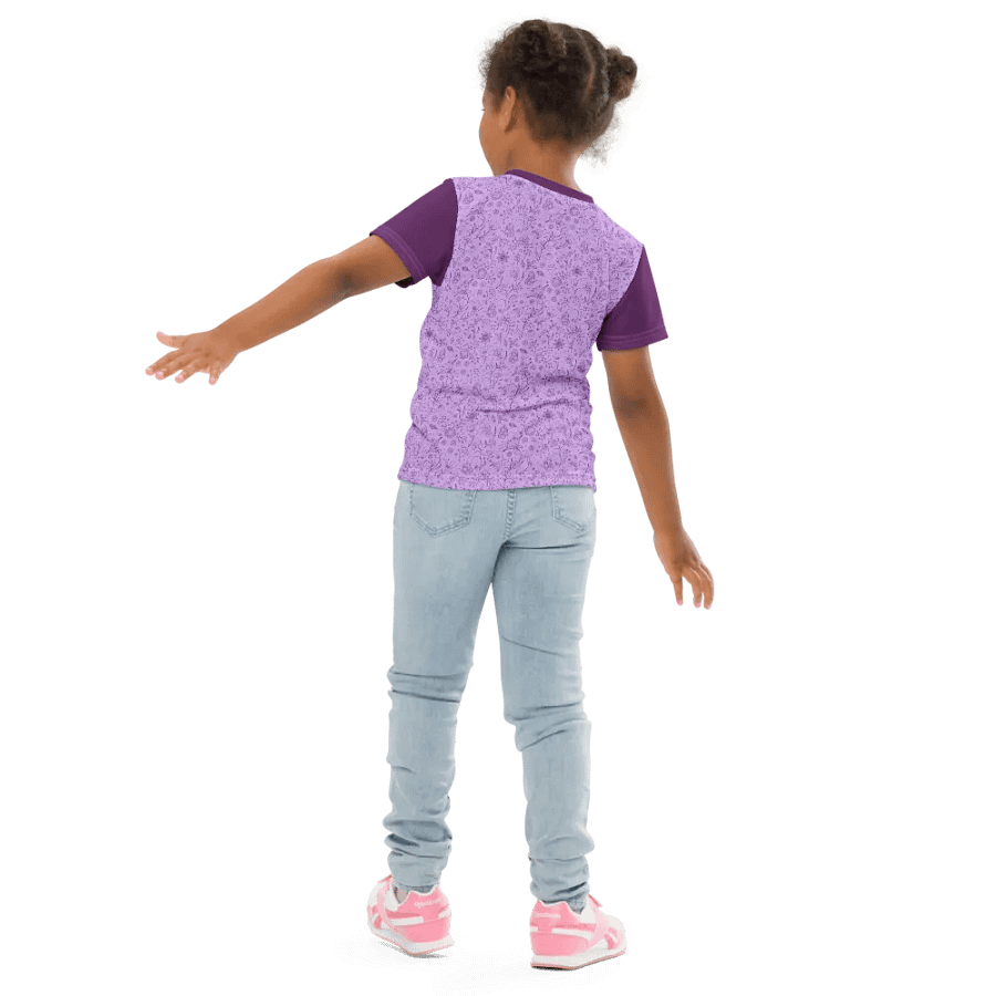 Light Purple Lilac Floral Kid's Crew neck T-shirt product image (3)