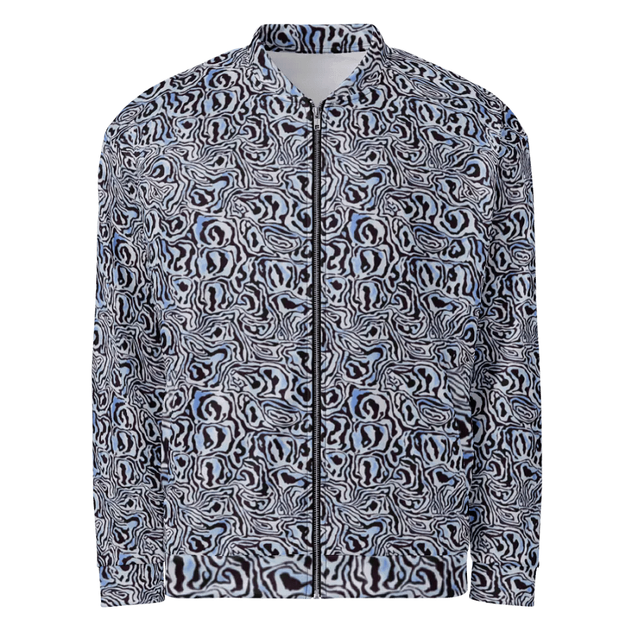 Blue Black Snake Pattern Bomber Jacket product image (1)
