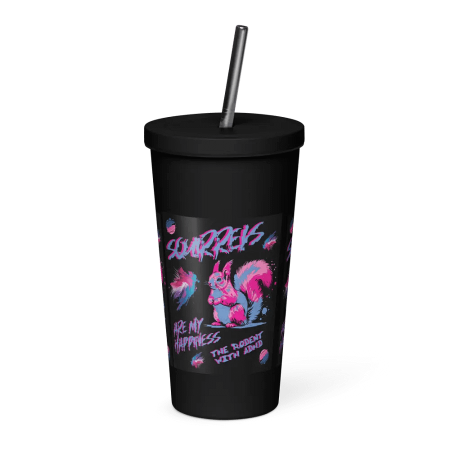SQUIRRELS ARE MY HAPPINESS, Neon Squirrel Party Insulated Tumbler product image (1)