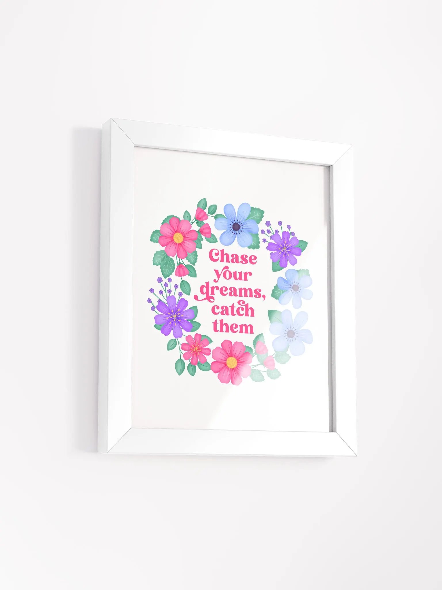 Chase your dreams catch them - Motivational Wall Art White product image (2)