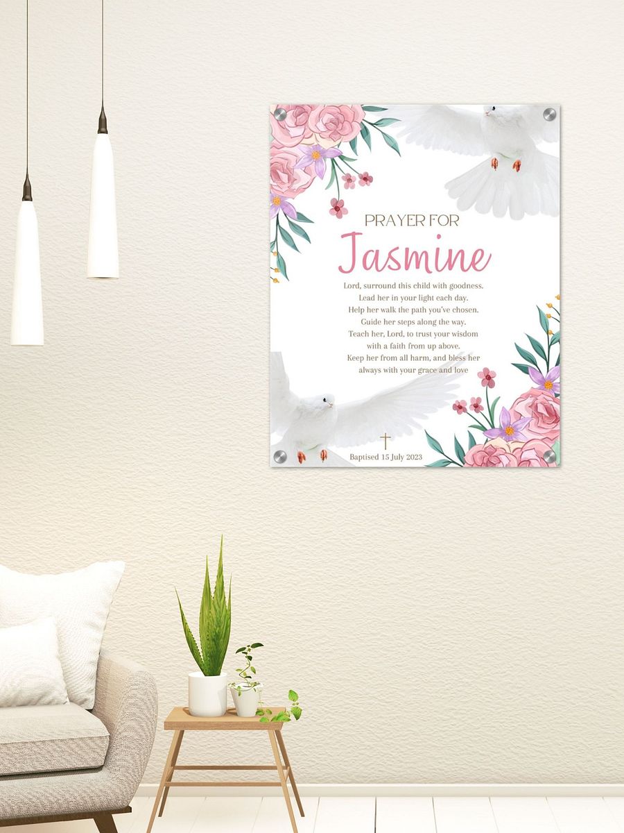 Dove and Pink Flowers Baptism Canva Template product image (8)