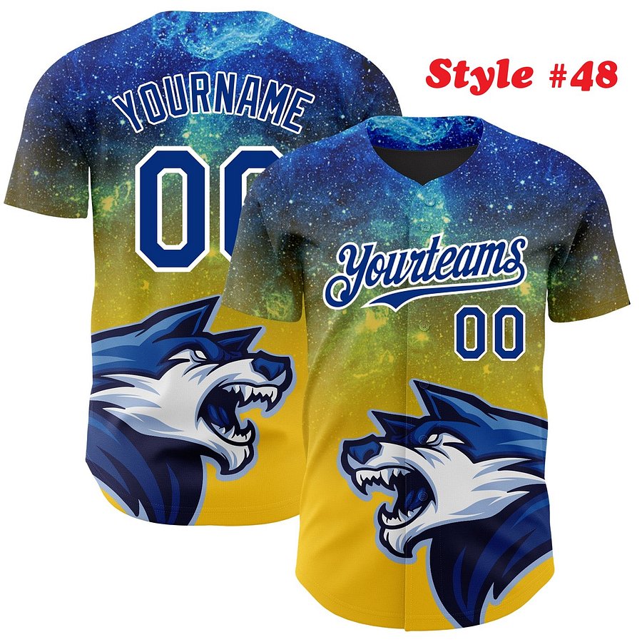Authentic Baseball Jersey, Custom Baseball Jersey, Personalized Sport Jersey, Colorful, Number, 3D Animals product image (189)