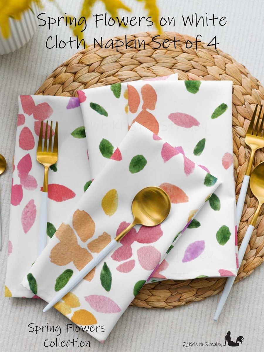 Spring Flowers on White Placemat Set of 4 product image (1)