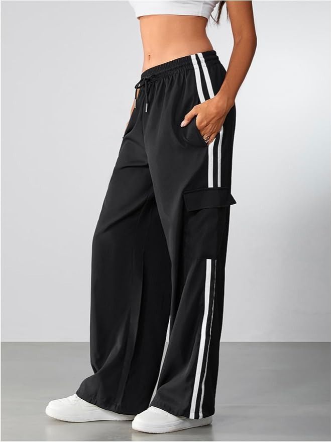 Women's Cargo Sweatpants Wide Leg Baggy Parachute Pants product image (6)