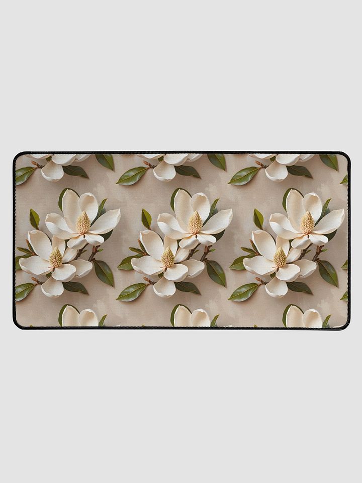 Desk Mat (31.5x15.5 inches) - Magnolia Pattern on a Painted Beige Background product image (1)