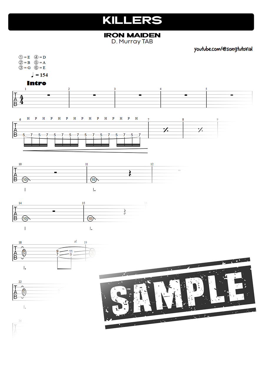 Killers PDF TAB + Backing Track MP3 product image (2)