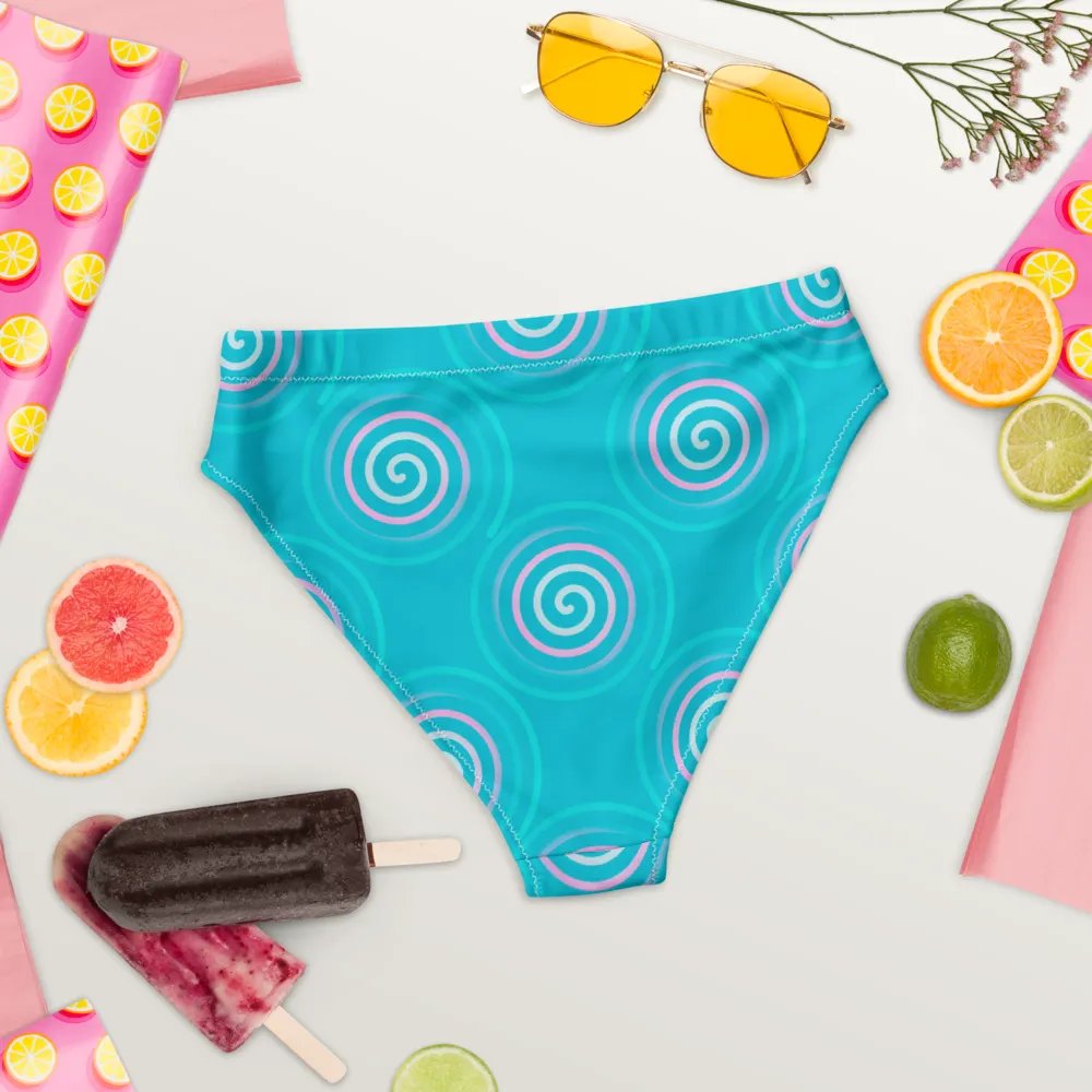 Beautiful Minimalist Ocean Swirl Pattern High Waisted Bikini Bottom product image (6)