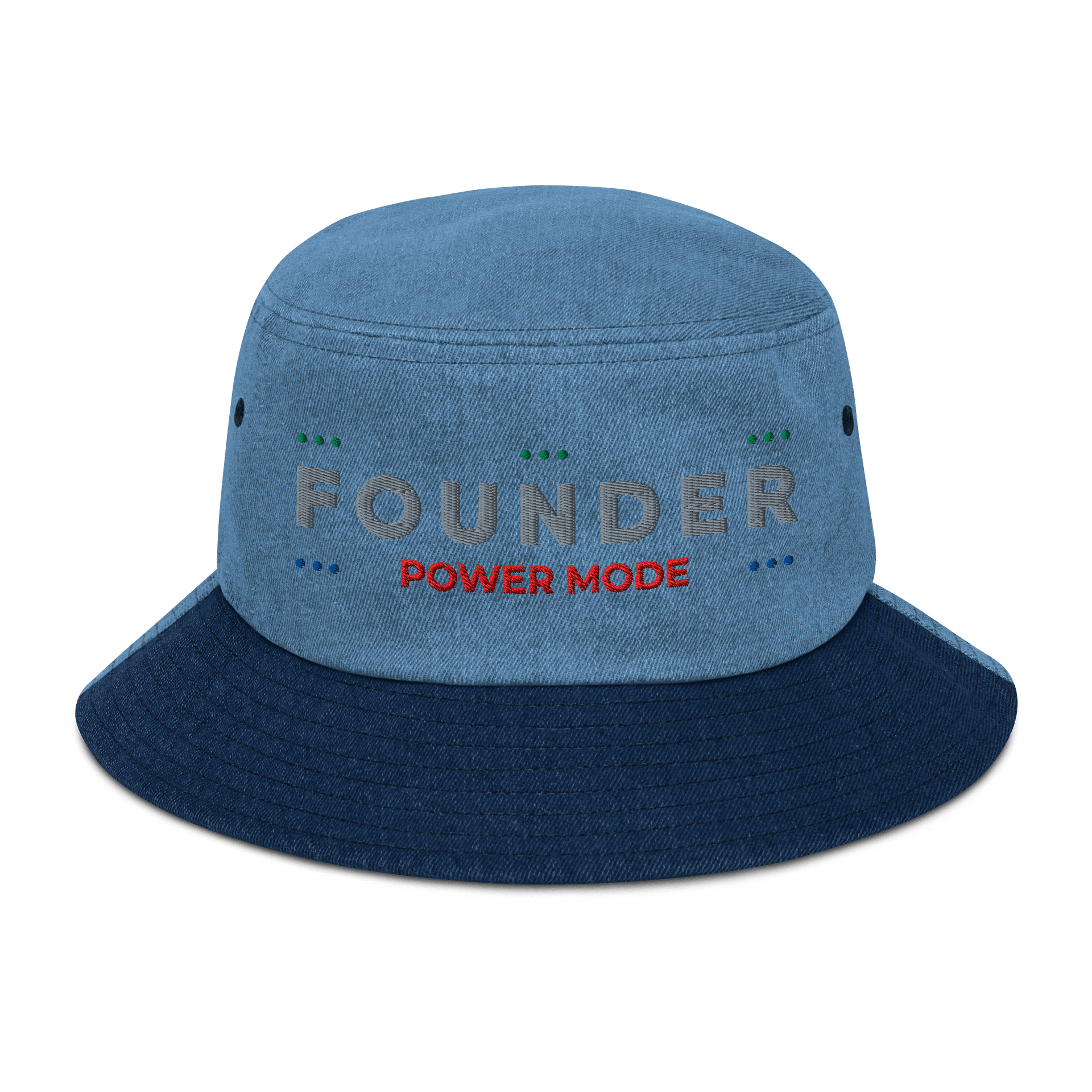 Retro Founder Off Line Logo Denim Bucket Hat -- Embroidered product image (1)