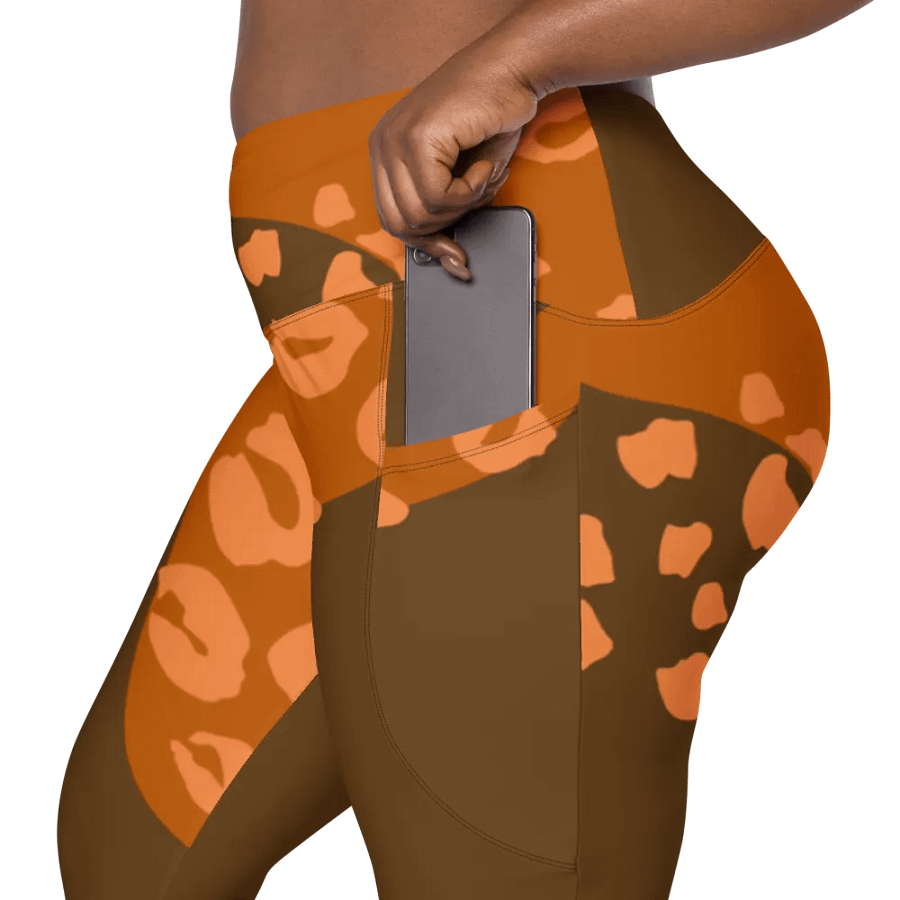 Flowing Orange Camo Leggings with Pockets product image (8)