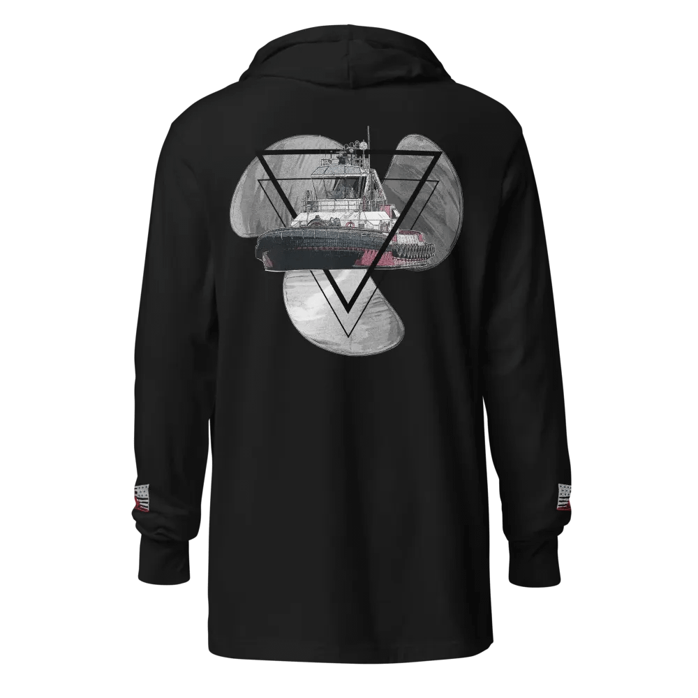 Three blade prop triangle Athena tug Sketch Hooded Tee product image (1)