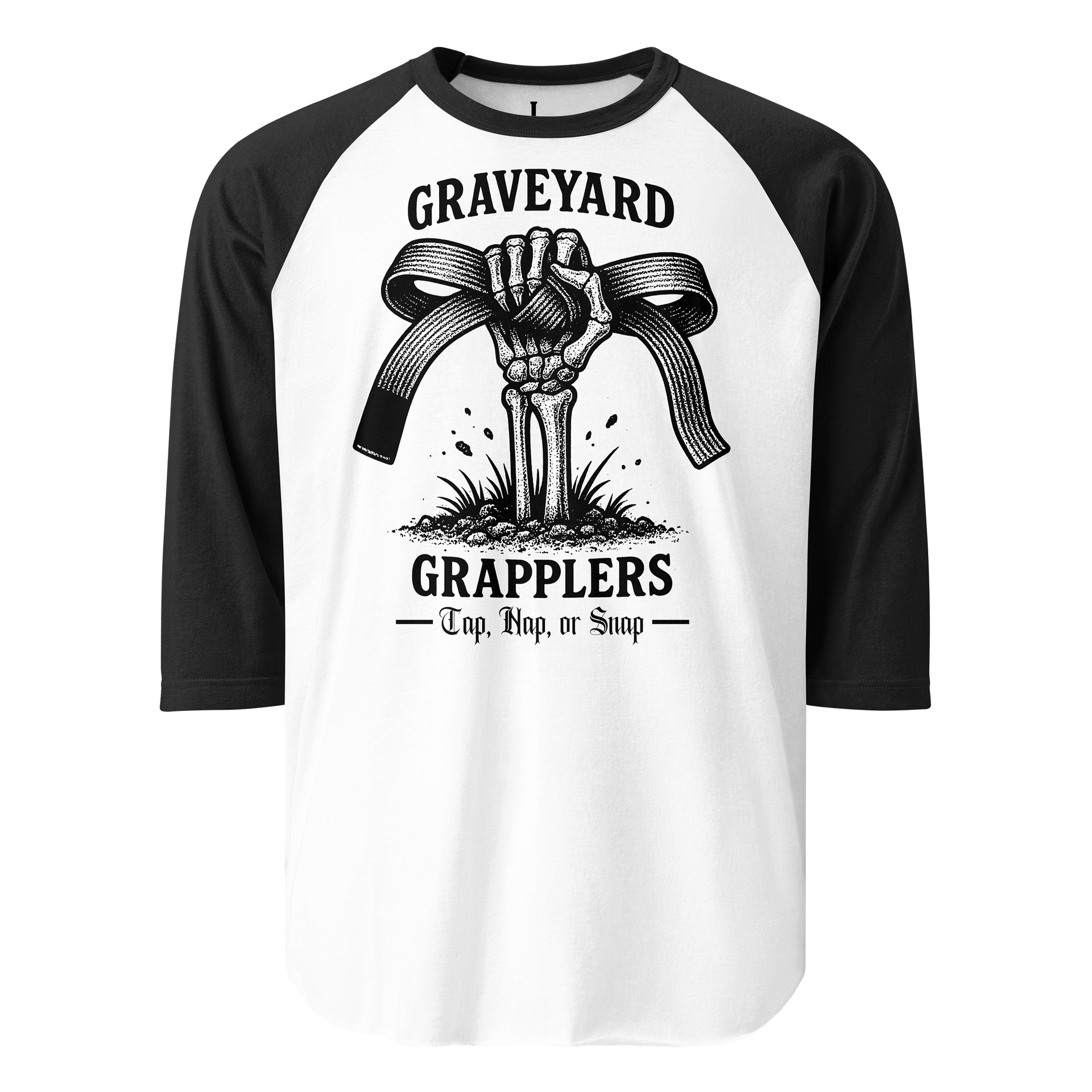Graveyard Grapplers Raglan | White/Black product image (1)