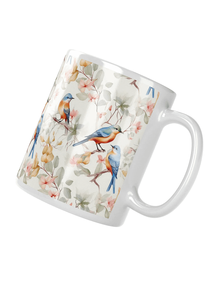 Bluebirds White Glossy Ceramic Mug by Treasure Pie product image (6)