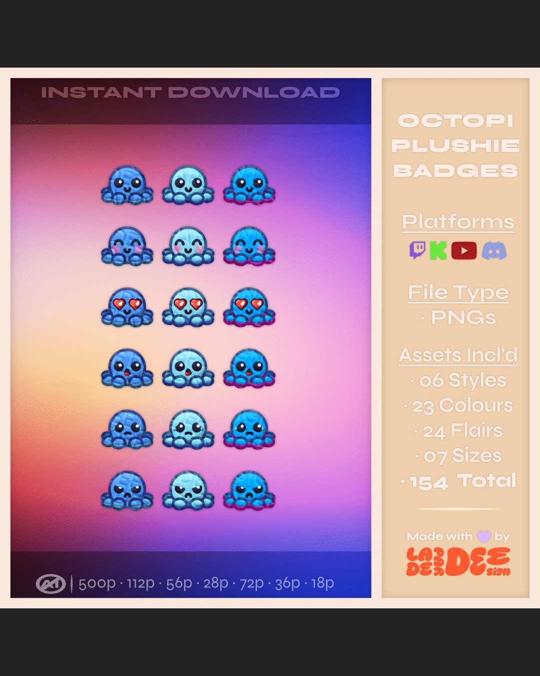 Octopi Plushie Badges product image (7)
