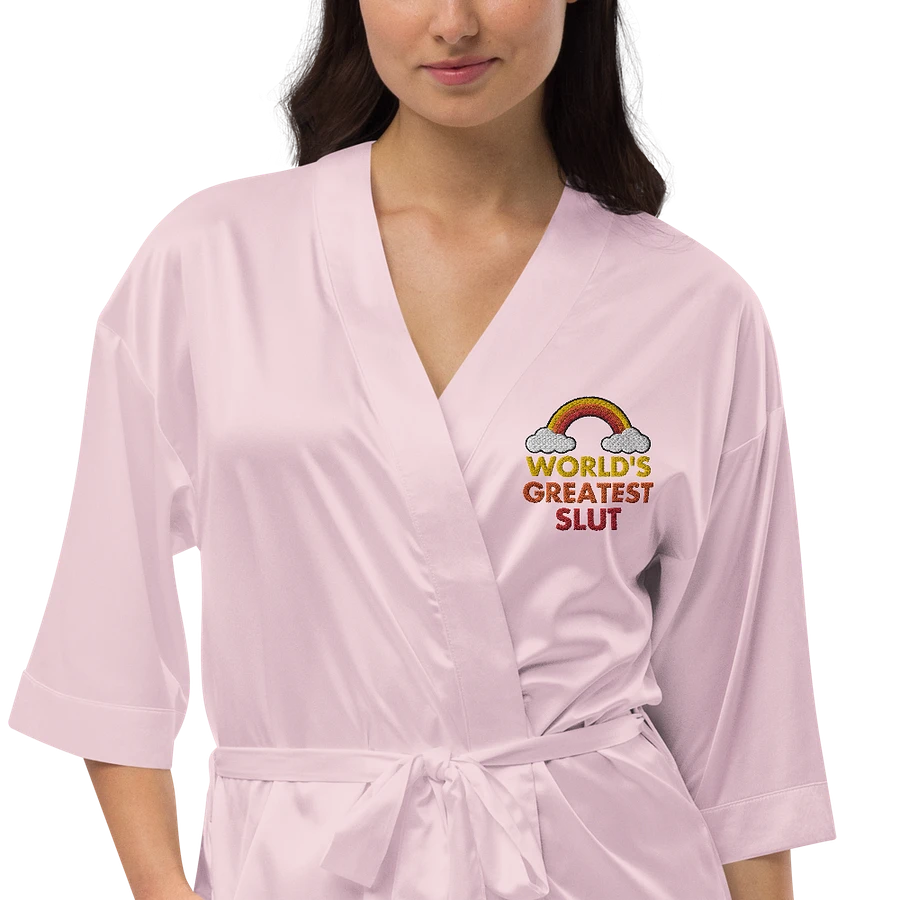World's Greatest Slut embroidered satin robe product image (17)