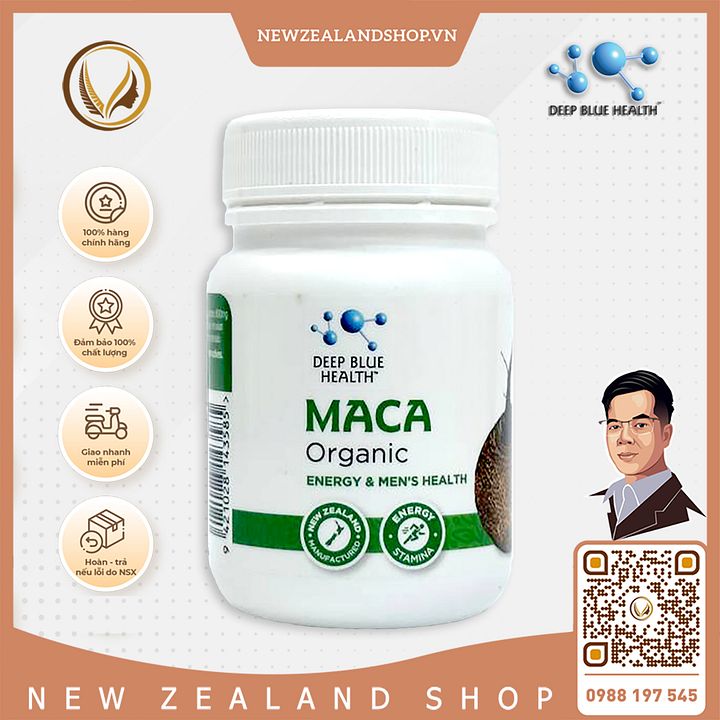 Viên uống tăng cường sinh lý, hỗ trợ sinh sản Deep Blue Health Organic Maca 60 viên product image (1)