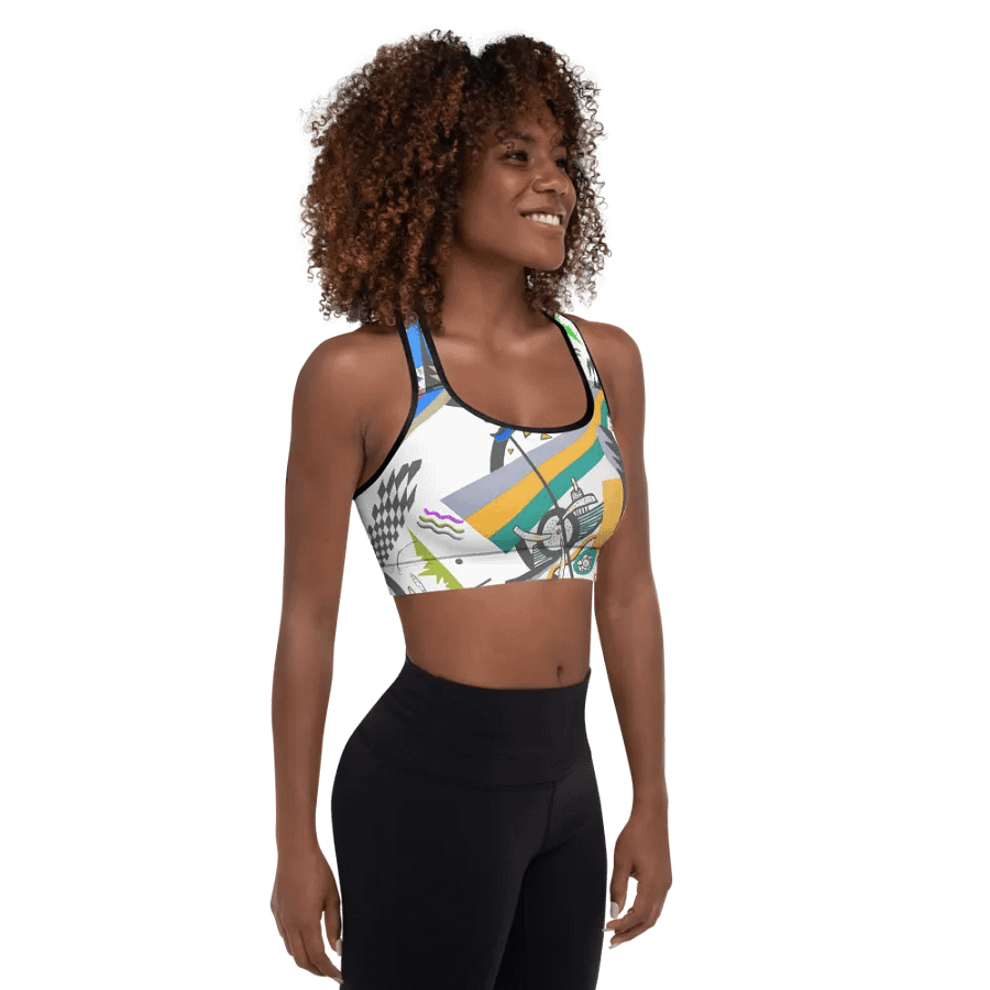 Abstract Lithographic Pattern Design Padded Sports Bra - V4 product image (11)