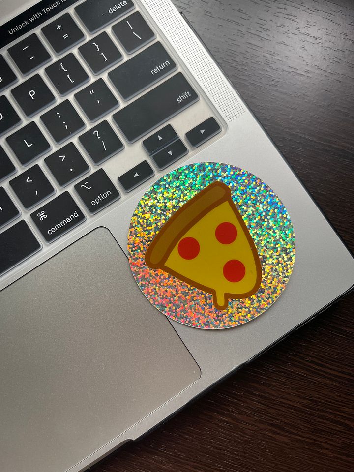 Holographic Glitter Pizza Logo Vinyl Sticker product image (2)