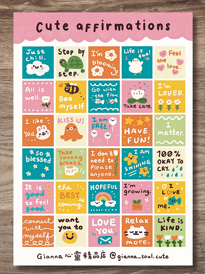 Cute Handwritten Affirmations | Positivity Sticker Sheet product image (1)