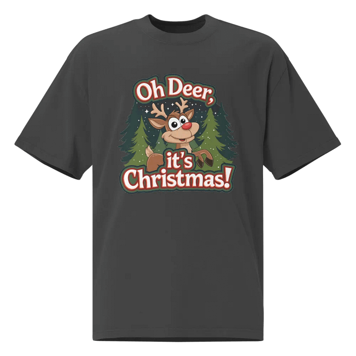 Cheerful Reindeer Christmas Oversized Tee product image (1)