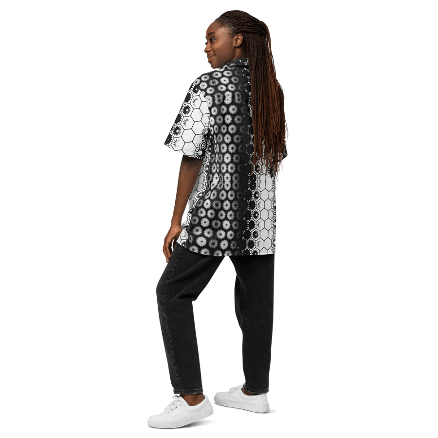 Button Up, Hawaiian Style, Black and White, Shirt product image (5)