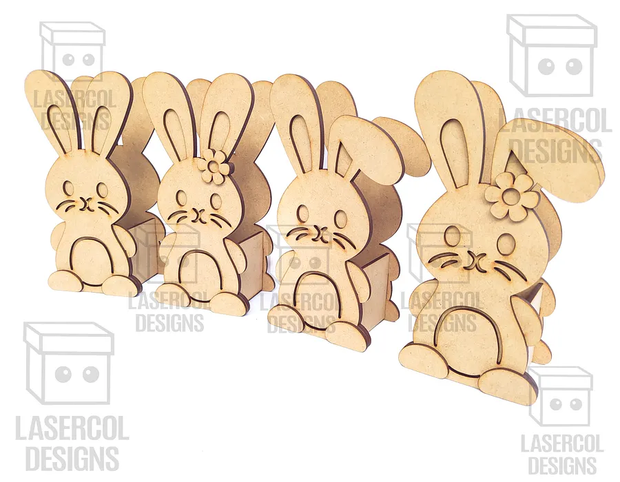 Easter Bunny Basket Set 4 (4 Styles, 2 Sizes) - Laser Cut Files product image (4)
