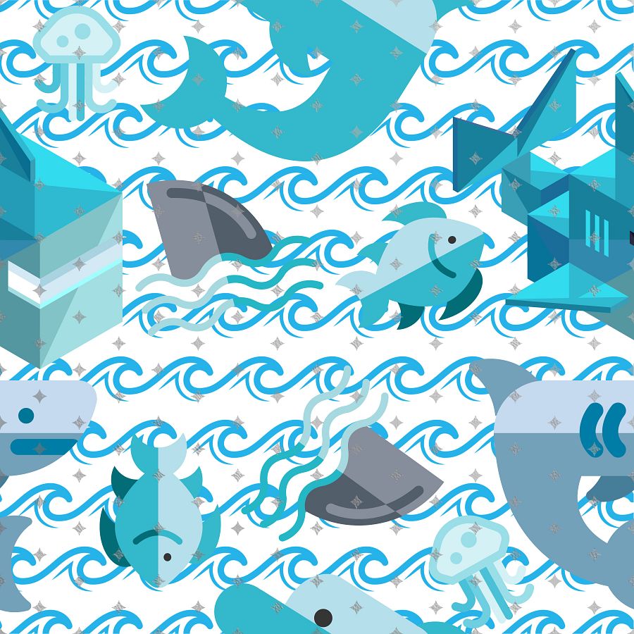 Mine Shark Seamless Pattern product image (1)