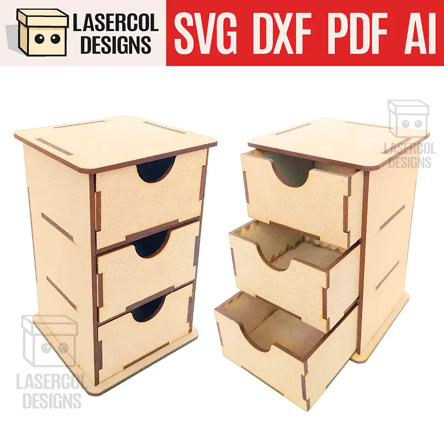 3 Drawers Desk Organizer - Laser Cut Files product image (1)