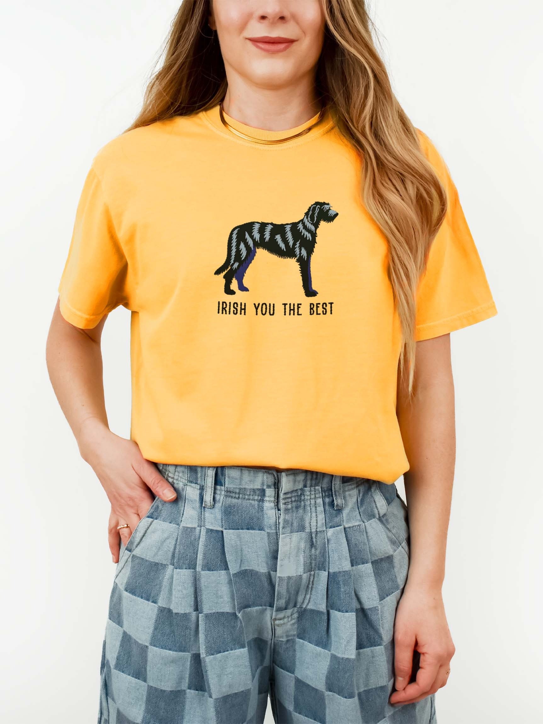 Irish You the Best T-Shirt(Embroidered) of an Irish Wolfhound(Black) product image (2)