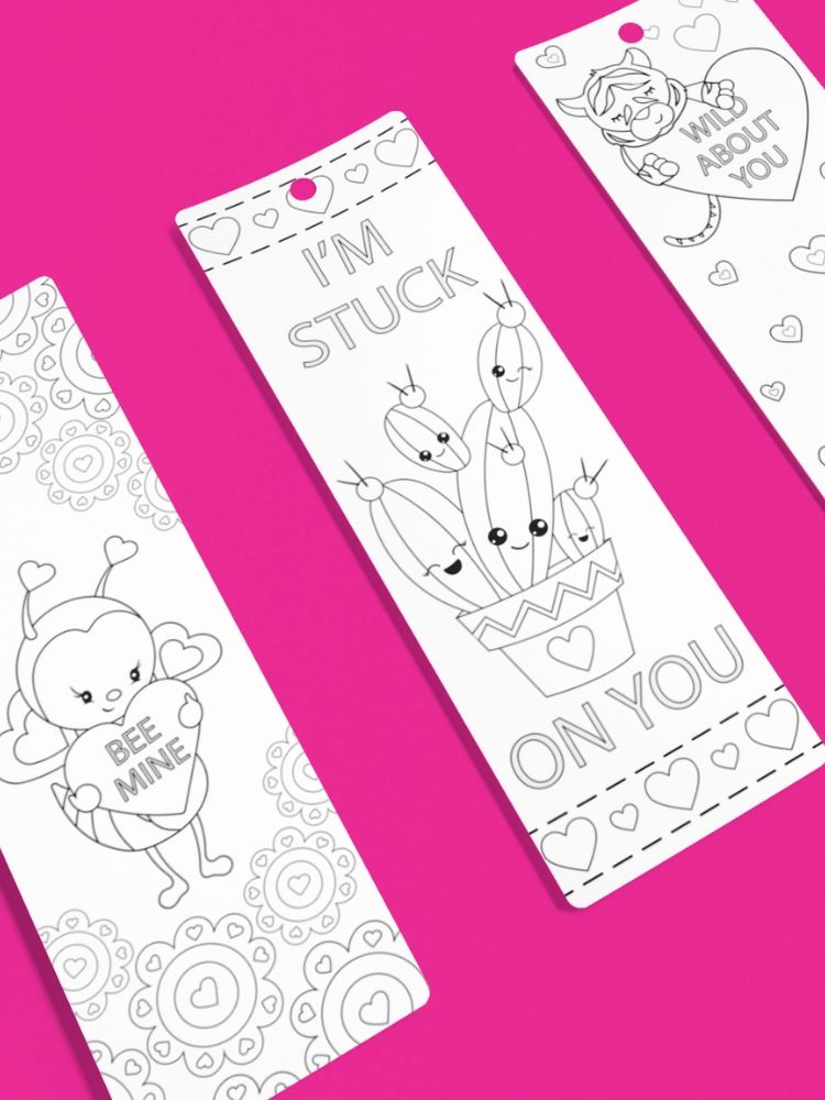 Printable Valentine’s Day Coloring Bookmarks - 2