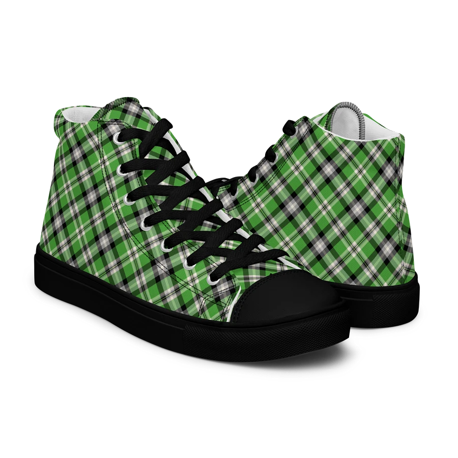 Bright Green Plaid Men's High Top Shoes product image (7)