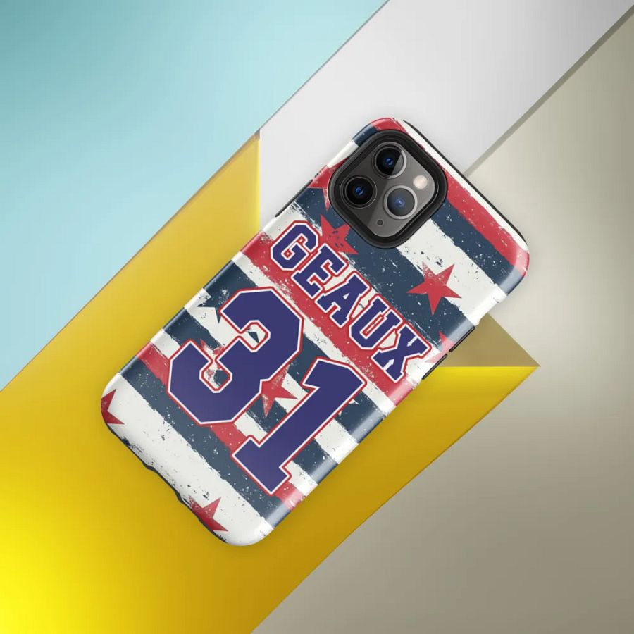 Geaux 31 - Vintage Stars & Stripes Pattern iPhone Layered Case product image (33)