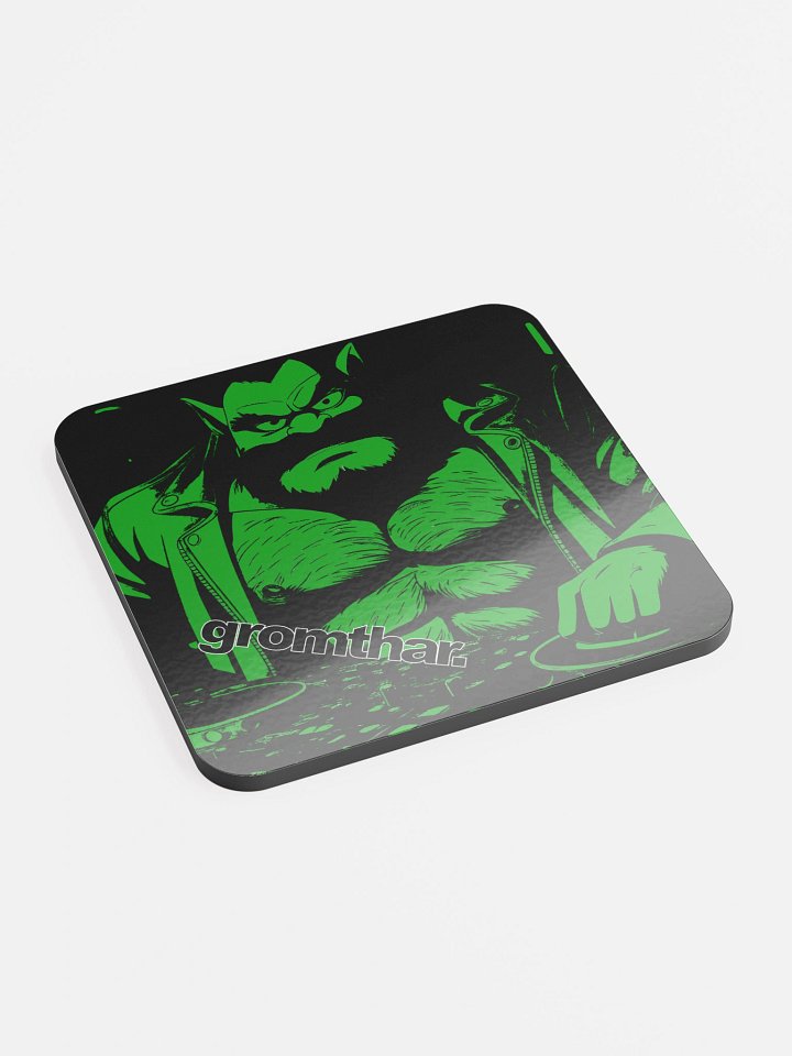 Gromthar's Angry Beats Glossed Cork Coaster product image (2)