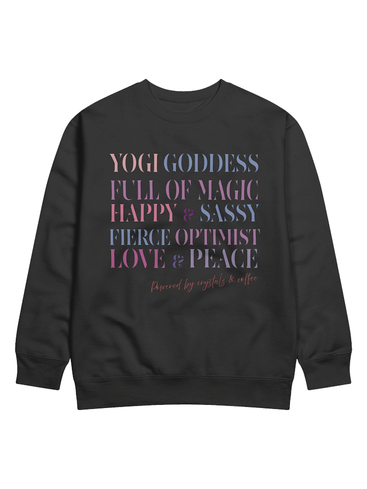 “Powered by Crystals & Coffee” Sweatshirt – Unisex Premium Navy Hoodie for Women & Men product image (3)