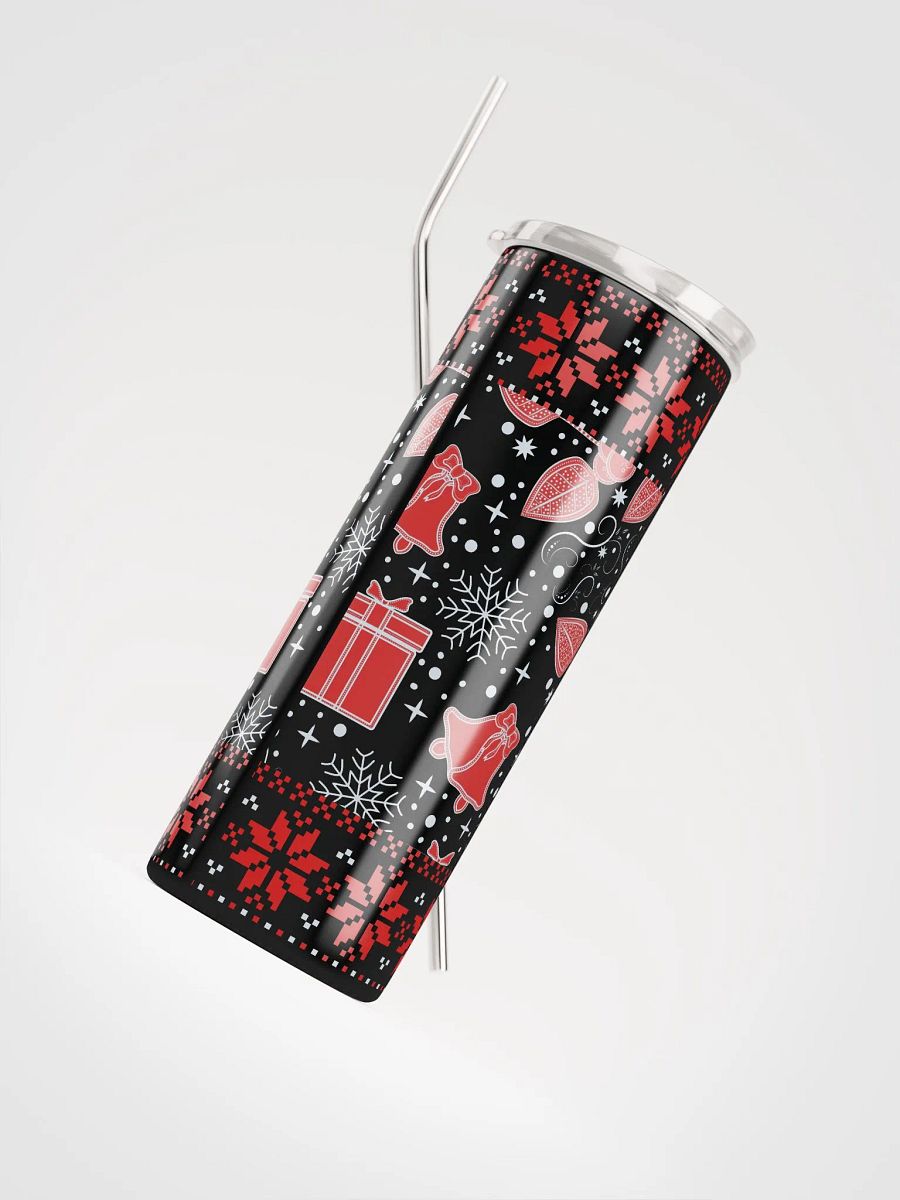 Festive Holiday Floral Tumbler with Snowflake Design