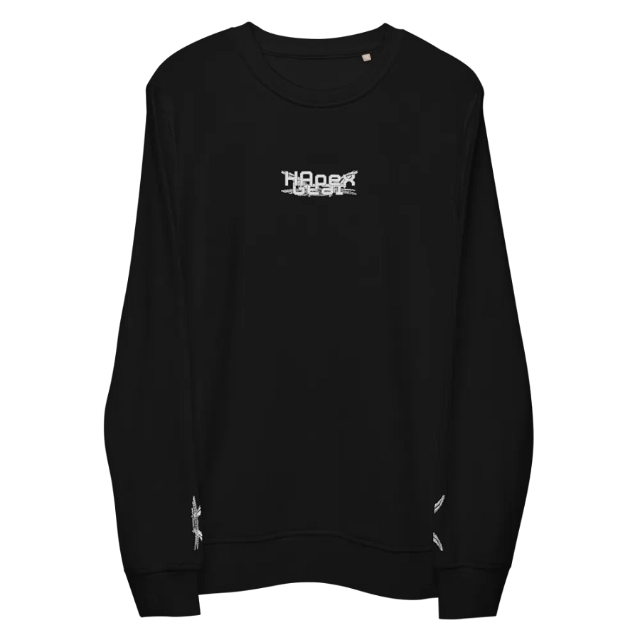 Unisex Organic Sweatshirt - Embroidered - White HApex Gear Black Logo product image (8)