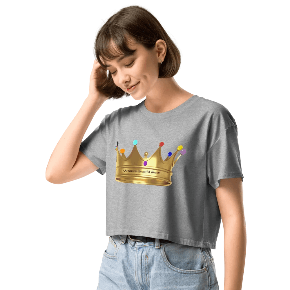 Queendom Beautiful Women Gemstone Crown Crop Tee/ Gray(TM) product image (3)