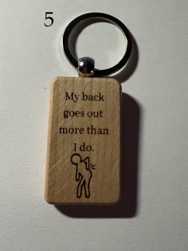 Wooden Engraved Keychains – Funny Aging Sayings | Perfect Birthday Gift | Choose Design by Number product image (5)
