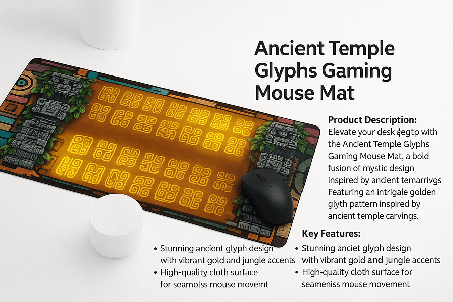 Ancient Temple Glyphs Gaming Mouse Mat product image (1)