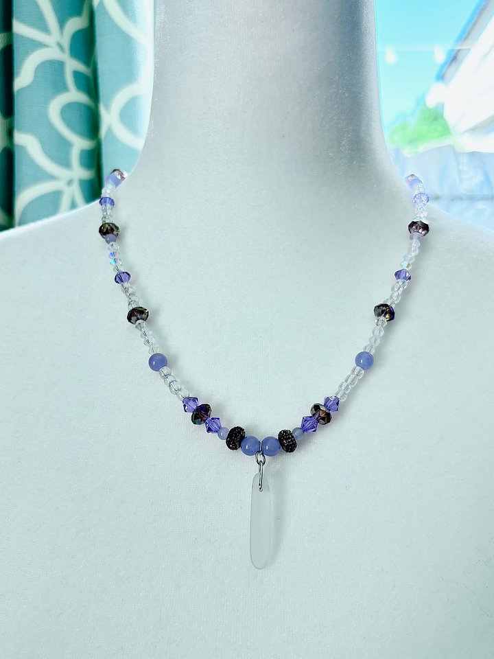 Lilac Drift | Single Sea Glass Pendant Necklace | Handmade Coastal Charm Jewelry by Monique Faella Designs™ | MFD-00029 product image (1)