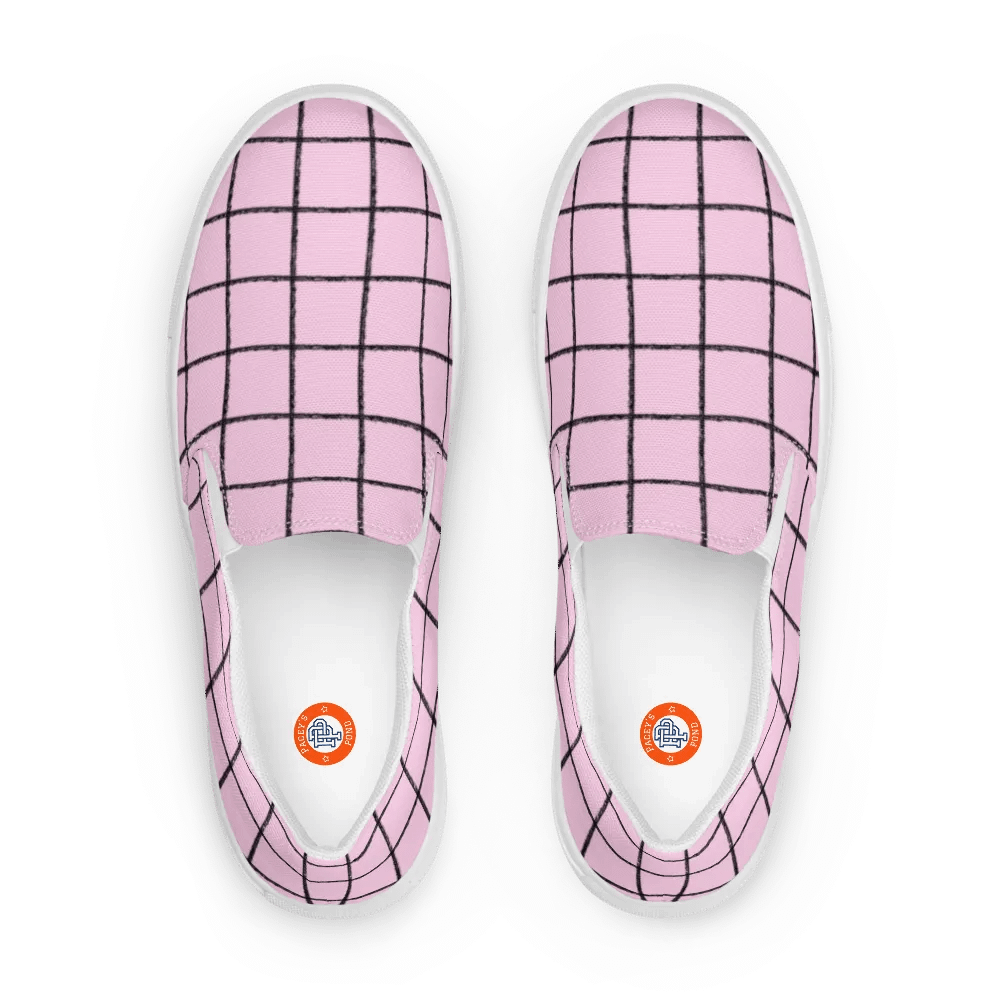 Pink Grid Women's Slip-on Deck Shoes product image (2)