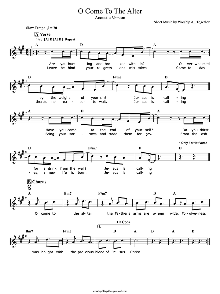 O Come To The Alter (Acoustic Elevation Worship) - A Key product image (1)