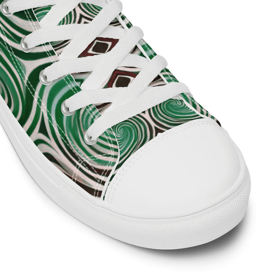 Funky Cool Green Liquid Tie-Dye Women's High-Top Canvas Shoes product image (8)