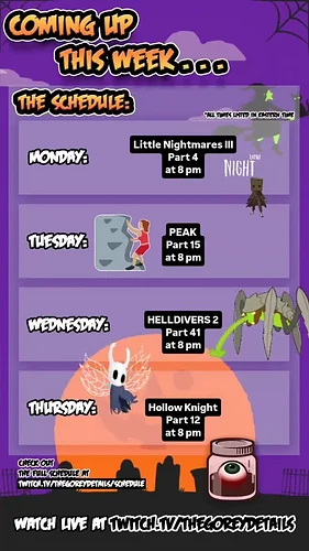 This Week's Stream Schedule - 11/3/2025 📆
.
.
.
#TheGoreyDetails #Twitch #ShawnGorey #Gaming #LittleNightmares3 #Supermassive...