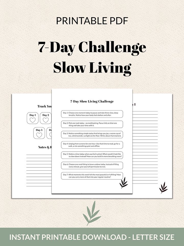 7-Day Slow Living Challenge Printable product image (2)