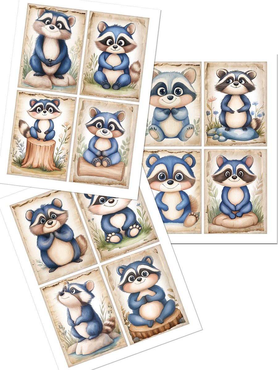 Adorable Blue Raccoons Journal Cards product image (3)