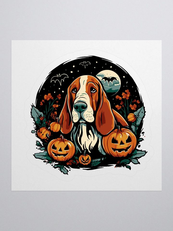 Basset Hound Dog Halloween Funny Sticker product image (1)
